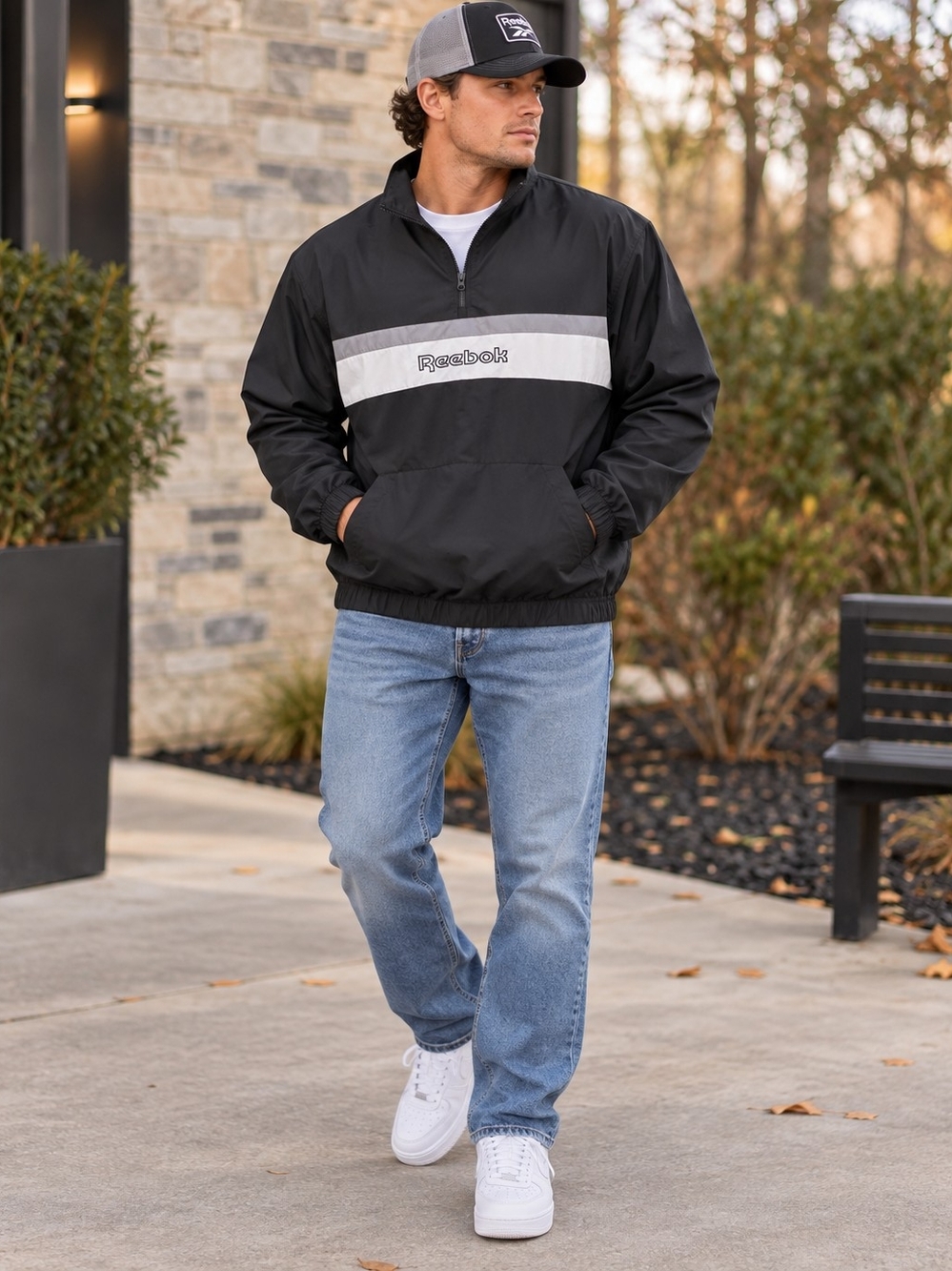 Reebok MENS Black Pullover Windbreaker XL